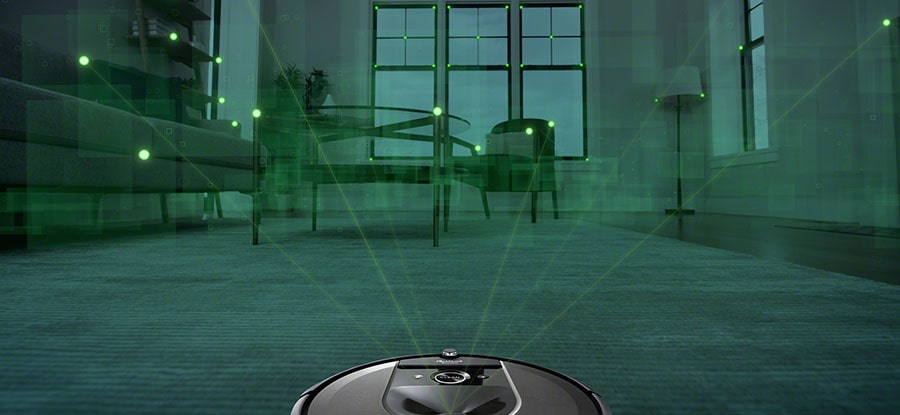 Roomba i7+ uses a camera to detect the obstacles.