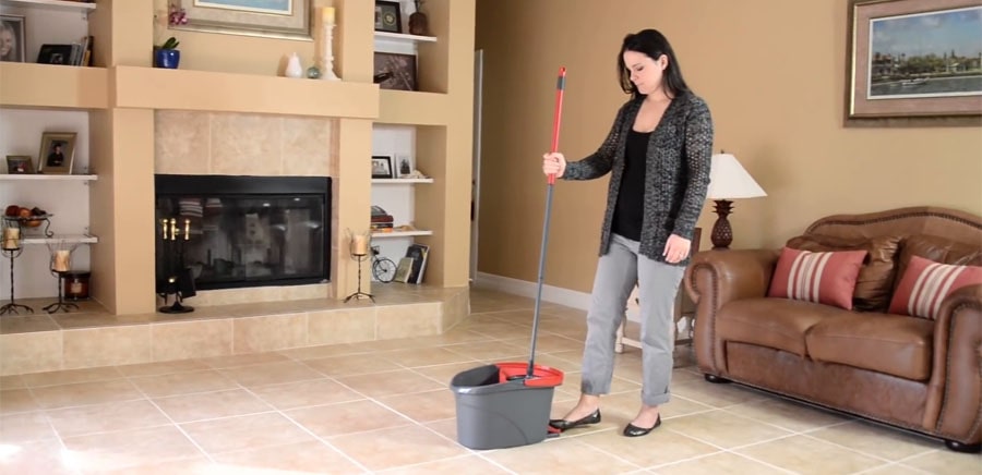 Woman with a spin mop