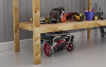 Folded Briggs&Stratton S2000 stored in a limited space.