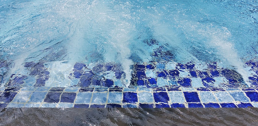 Jets of water in the pool.