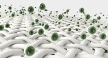 Art illustrating how microfiber catches dirt particles.