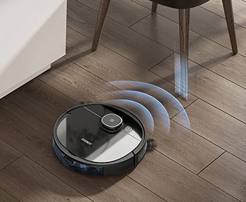 Robot mop detects the obstacle using its sensors.