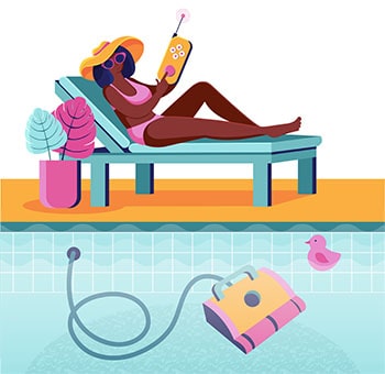 robot pool cleaner cleans the pool