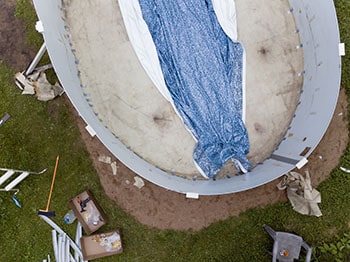 Installation of the above-ground pool.