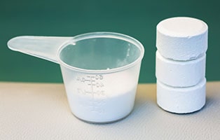 Bromine powder and chlorine tablets