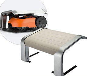 The optional Landroid garage for the weather-resistant but non-waterproof WR140