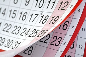 A wall-mounted calendar