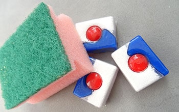 Dish Washer Pills and Kitchen Sponge.