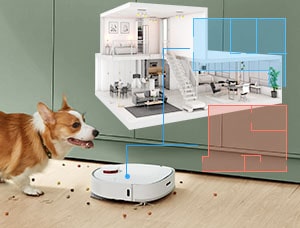 Bot W10 navigating through the map of the house