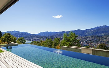 Beautiful infinity swimming pool in the yard
