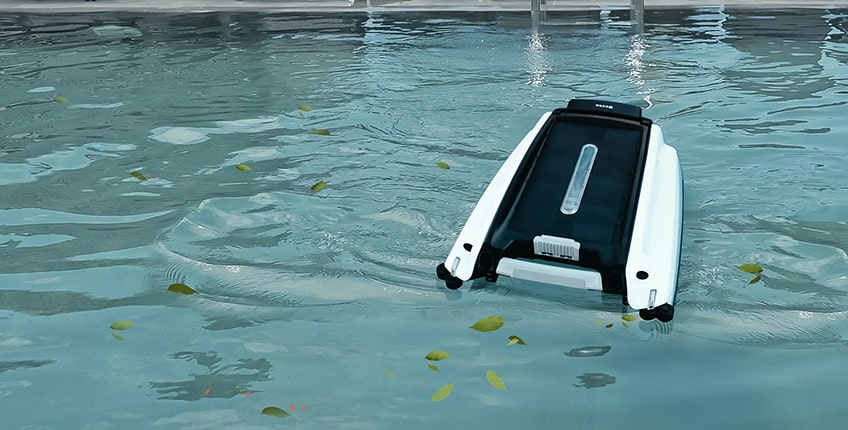 Betta 2 cleans trees' leaves in the pool