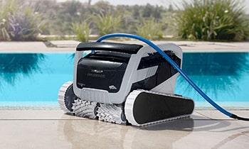 Dolphin E70 stands near the pool
